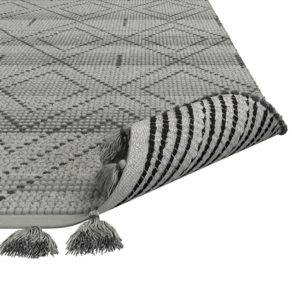 Vail Dowlan Gray and Charcoal - Wool and Cotton Area Rug with Tassels, 5' x 8'