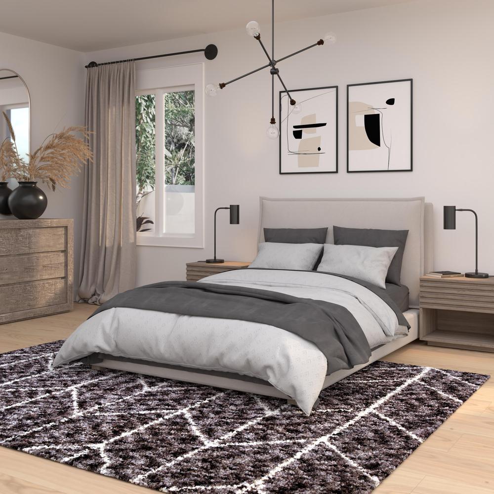 Oasis Cosima Dark Gray and White Polyester Area Rug, 5'3 x 7'6"