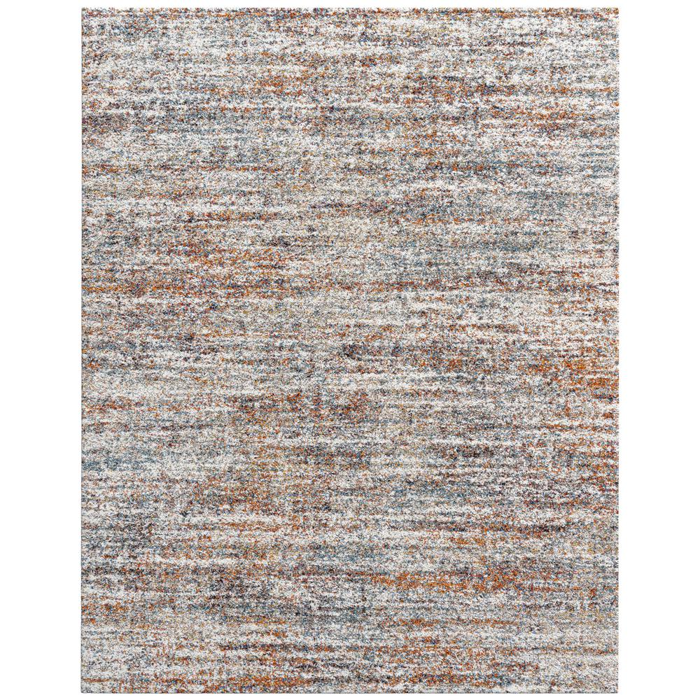 Granada Ezra Ivory, Blue, Orange, and Rust Olefin Shag Area Rug, 5'3" x 7'6"