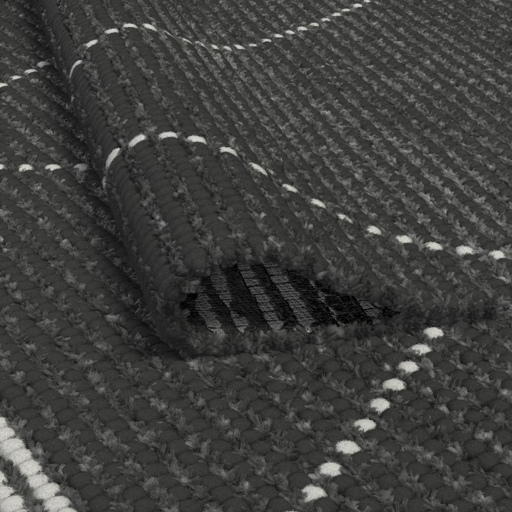 Vail Stona Charcoal and Ivory - Wool and Cotton Area Rug with Tassels, 5' x 8'