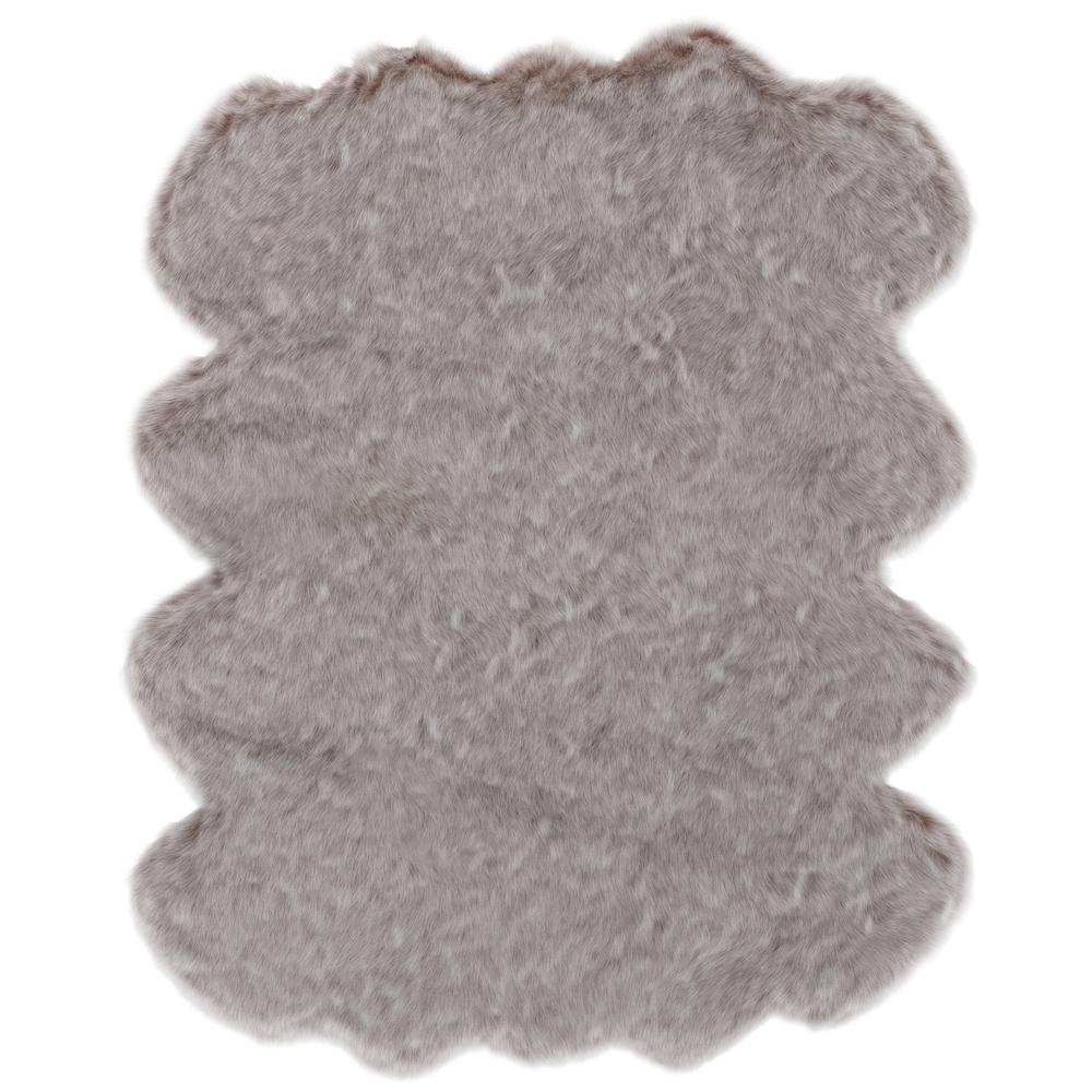 Gloss Brown Faux Fur Area Rug, 6' x 7'5"