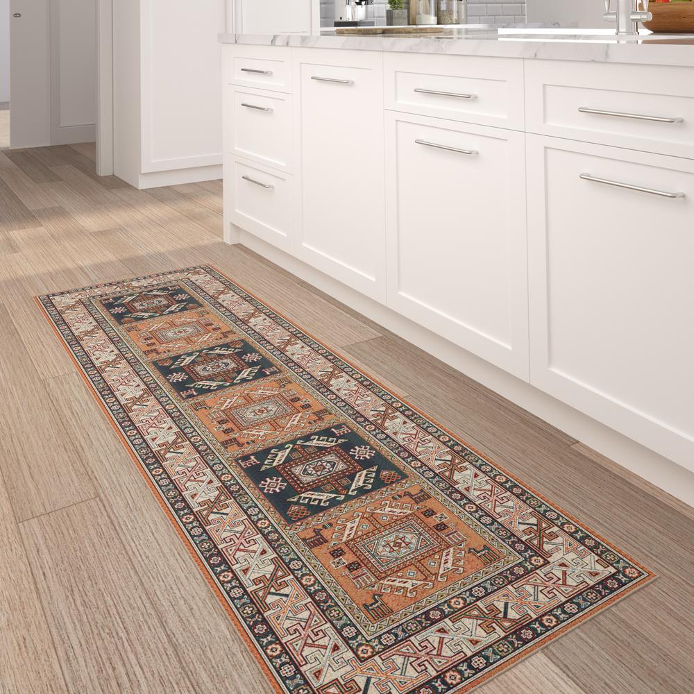 Sonoma Myan Aqua/Rust/Black/Ivory Area Rug, 2'2" x 6'11"