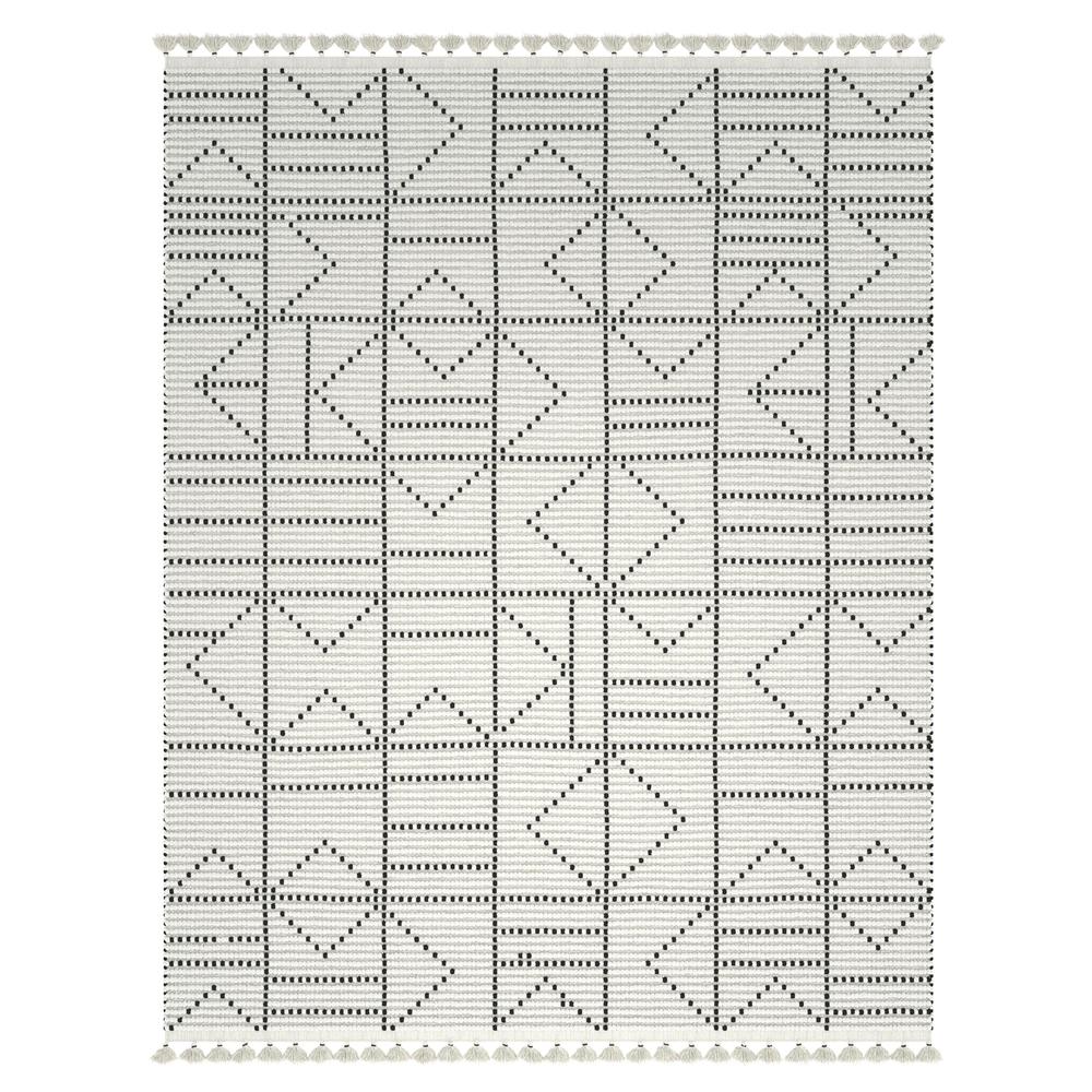 Vail Pardo Ivory and Charcoal - Wool and Cotton Area Rug with Tassels, 8' x 10'