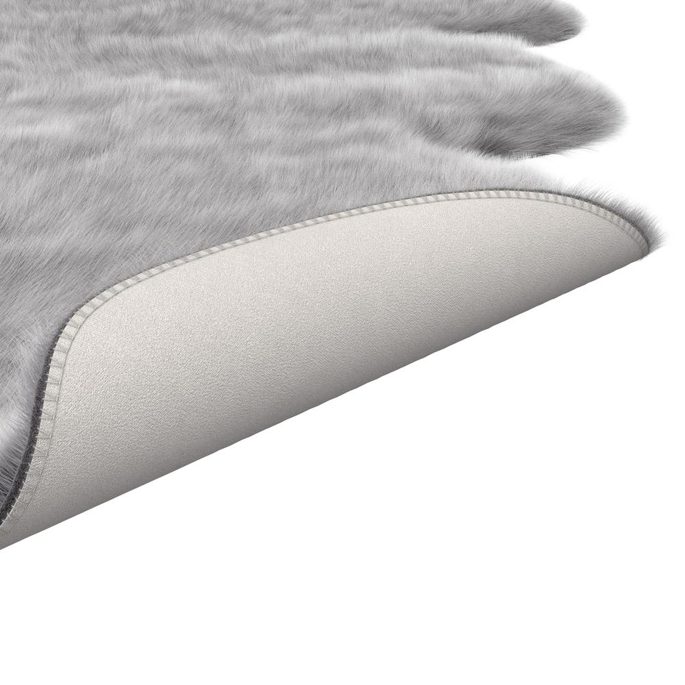 Gloss Dark Grey Faux Fur Area Rug, 6' x 7'5"
