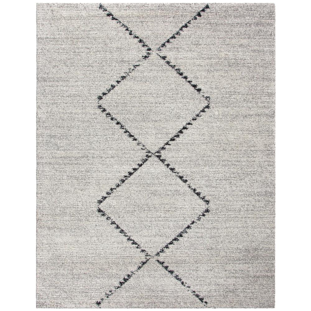 Granada Jewels Ivory, Grey, and Charcoal Olefin Shag Area Rug, 7' 10" x 10' 10"