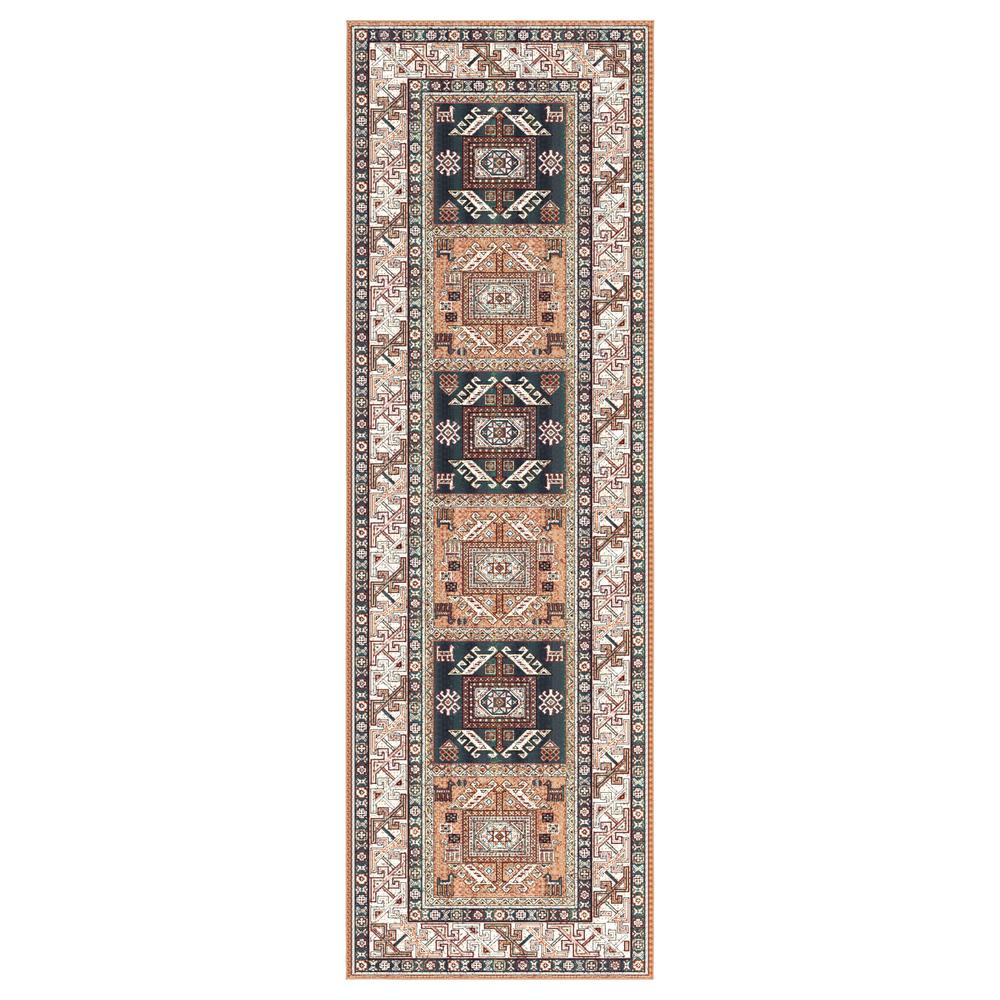 Sonoma Myan Aqua/Rust/Black/Ivory Area Rug, 2'2" x 6'11"