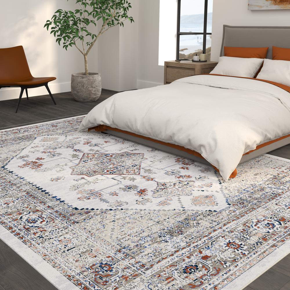 Summit Chevak Natural/Blue/Rust Area Rug, 3'11" x 5'7"