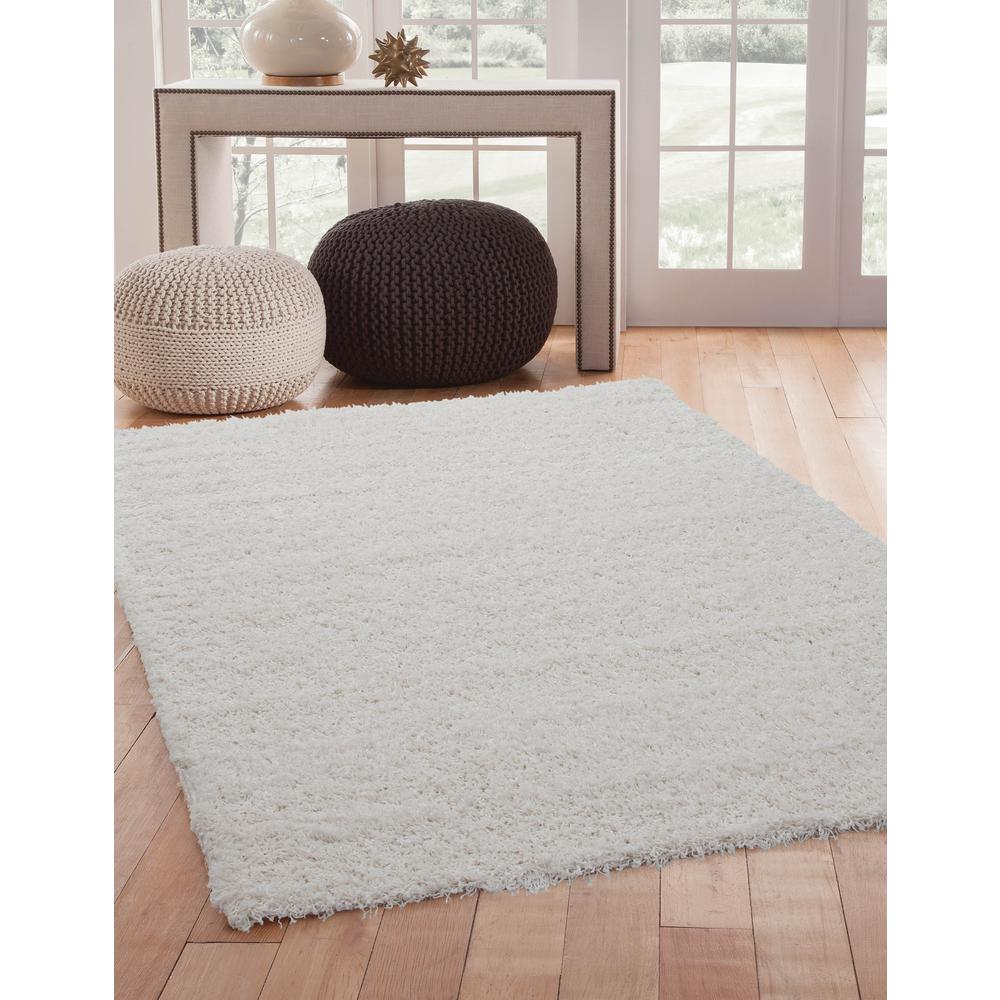 Comfort Shag White Olefin Area Rug, 5'3" x 7'6"