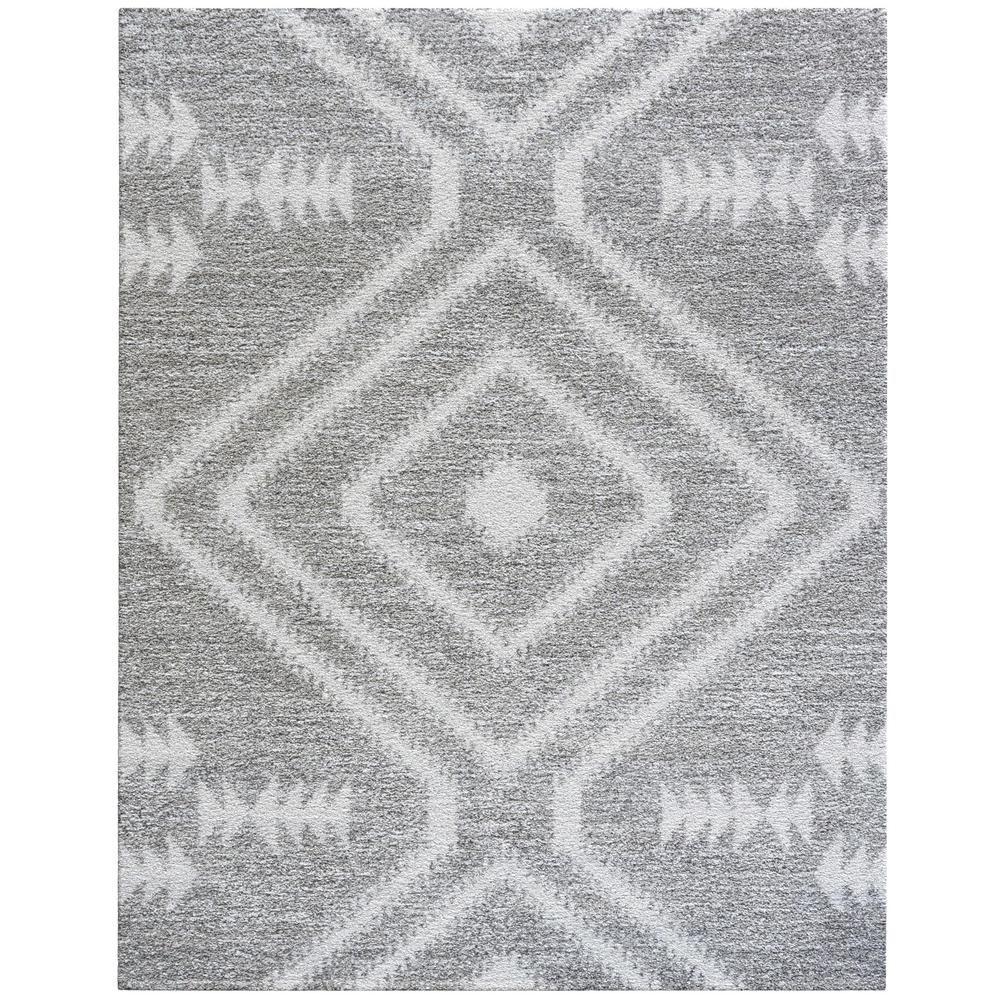 Granada Galen Gray and Ivory Olefin Shag Area Rug, 7' 10" x 10' 10"