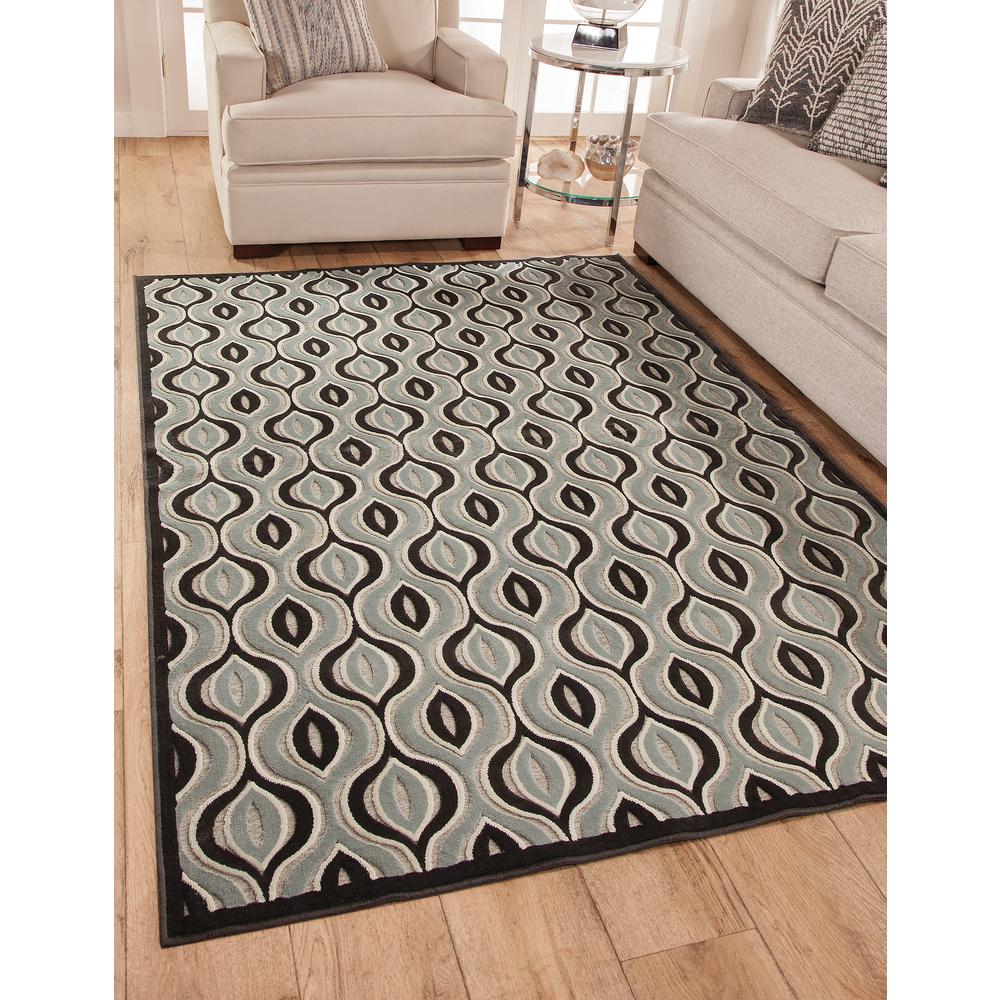 Napa Davlin Black/Aqua/Grey Area Rug, 5'3" x 7'6"