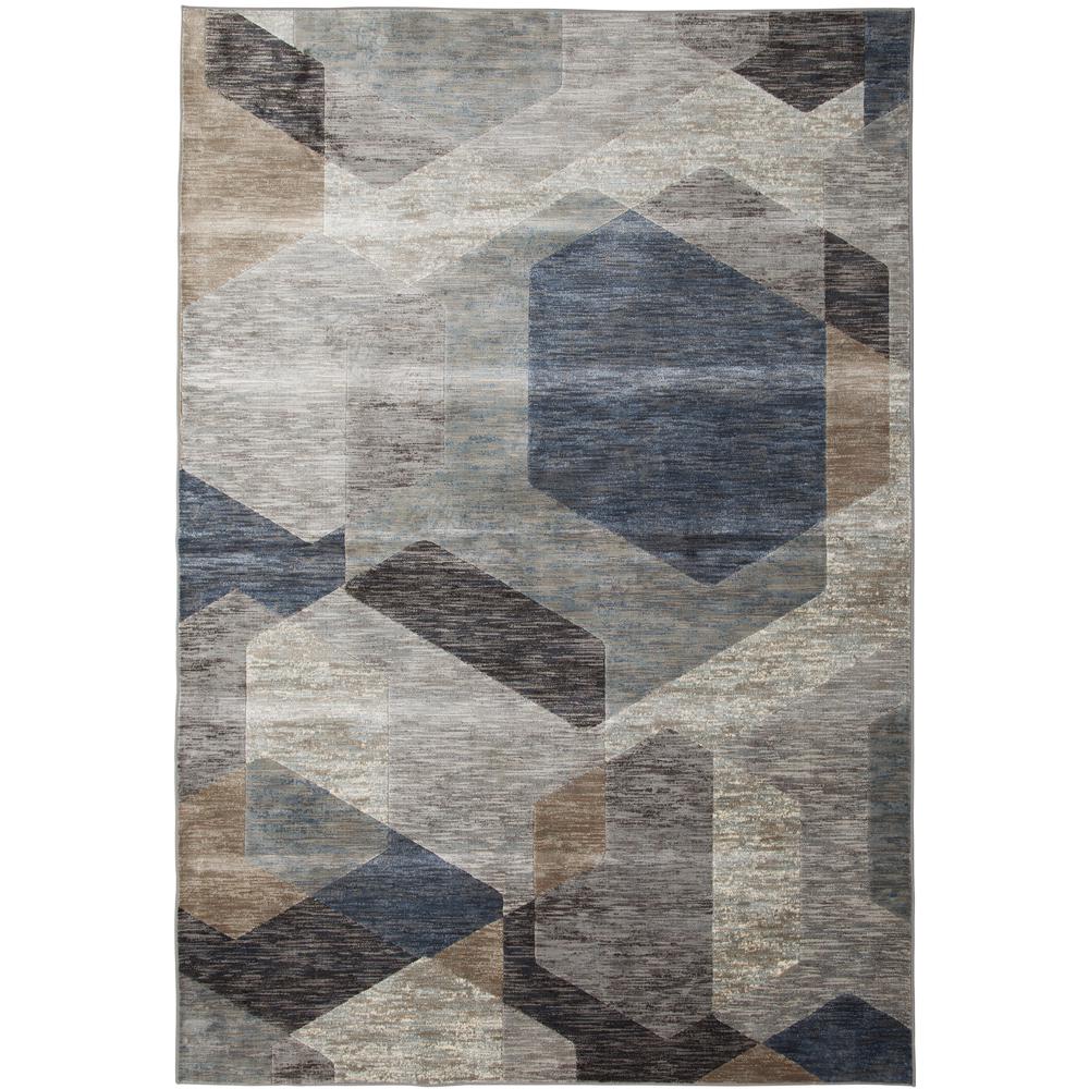 Sonoma Calliope Gray/ Blue/ Natural Geometric Area Rug, 5'3" x 7'6"