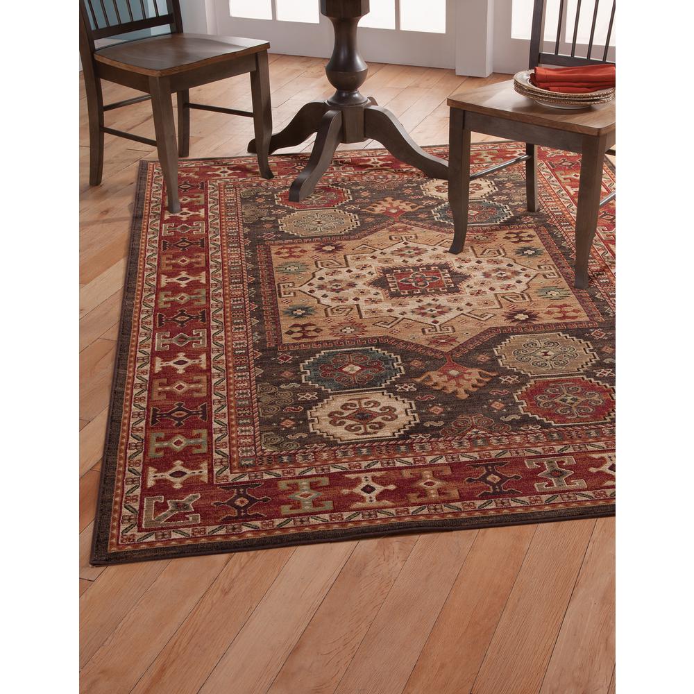 Sonoma Curran Chocolate/Red/Ivory Area Rug, 5'3" x 7'6"