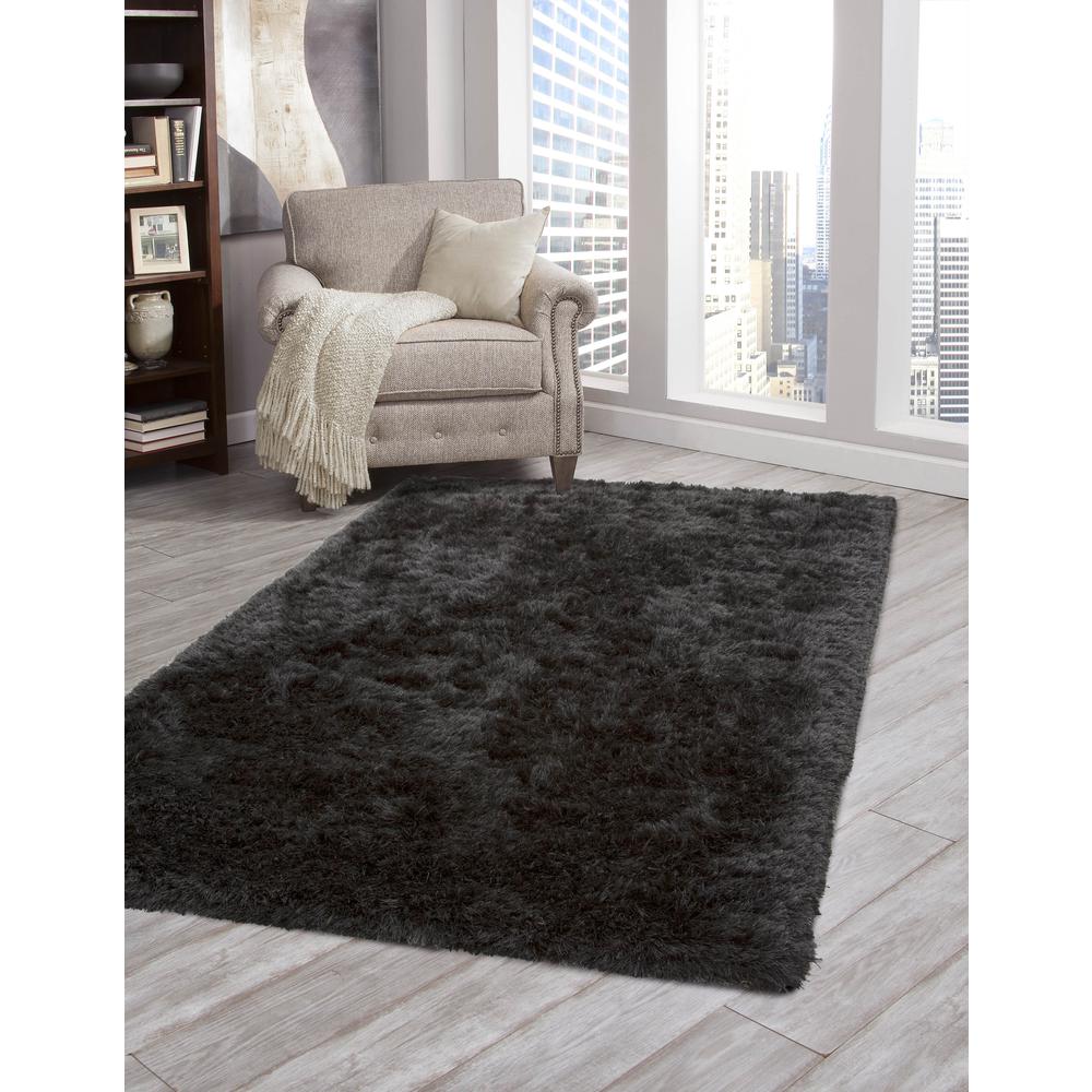 Luxe Shag Charcoal Area Rug, 5' x 8'