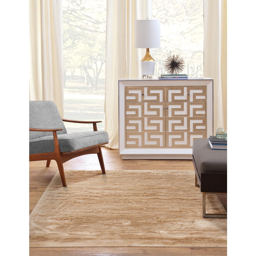 Mink Tan Faux Fur Area Rug, 8' x 10'