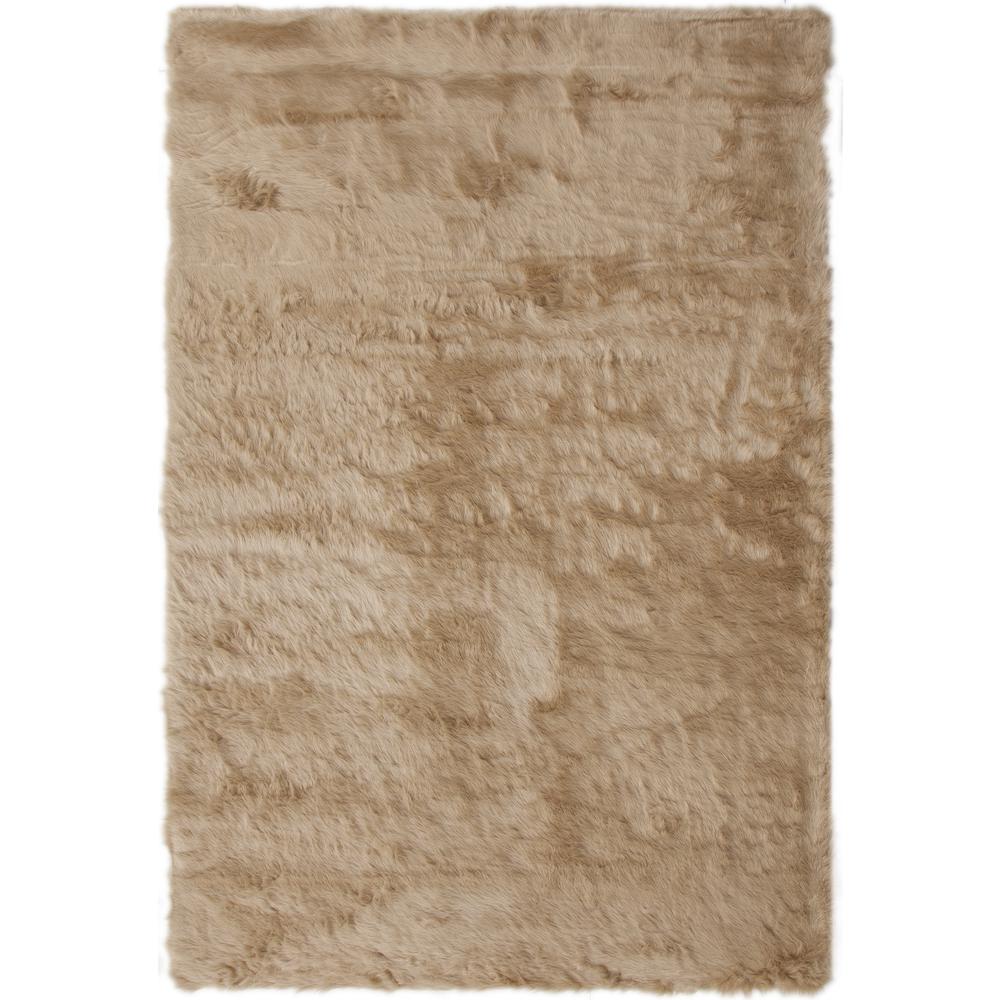 Mink Tan Faux Fur Area Rug, 8' x 10'