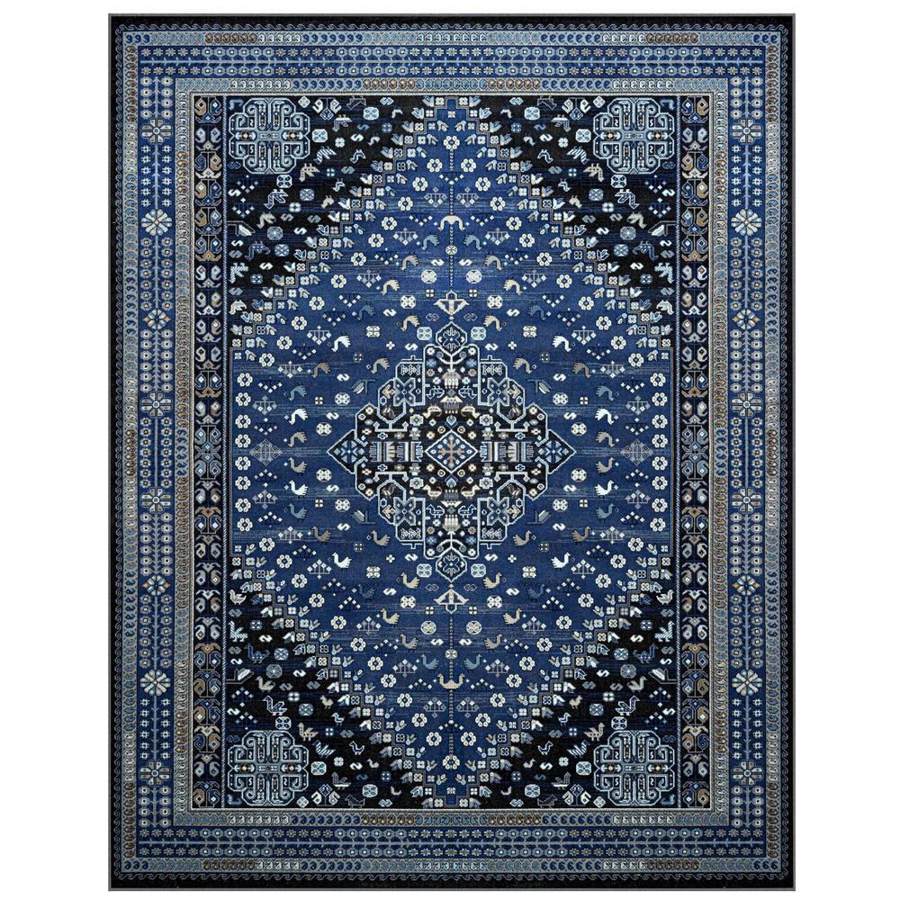 Sonoma Gabriella Medallion Blue, Brown, Beige and Ivory Viscose Area Rug, 7'10" x 10'