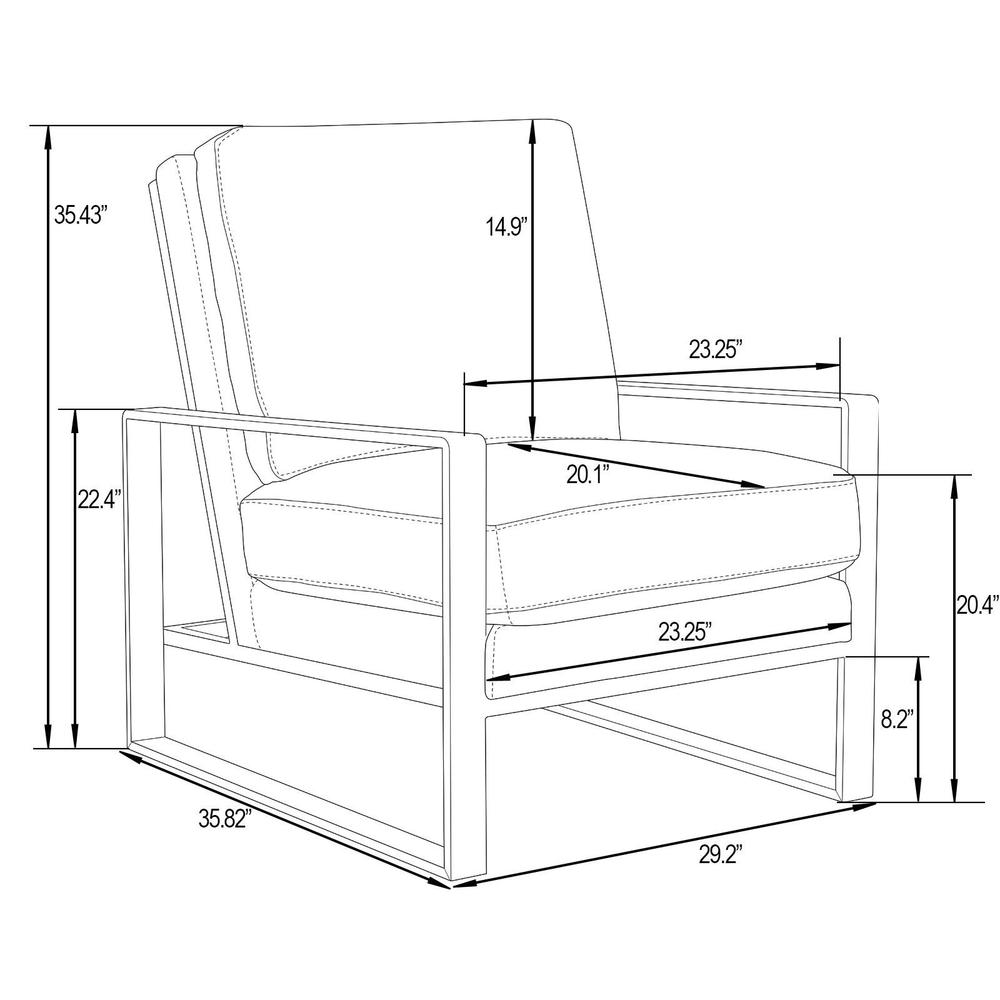 LeisureMod Jefferson Leather Modern Design Accent Armchair With Elegant Gold Frame, White