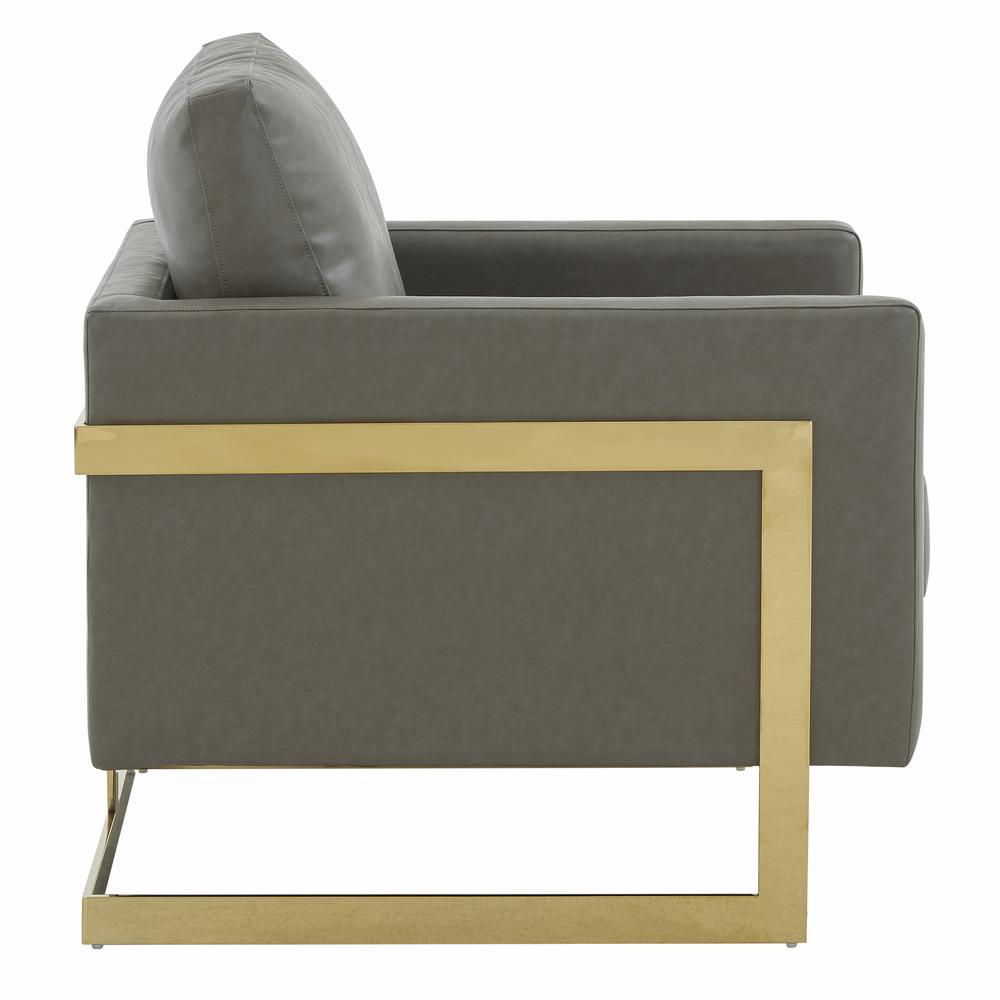 Leather Accent Armchair With Gold Frame