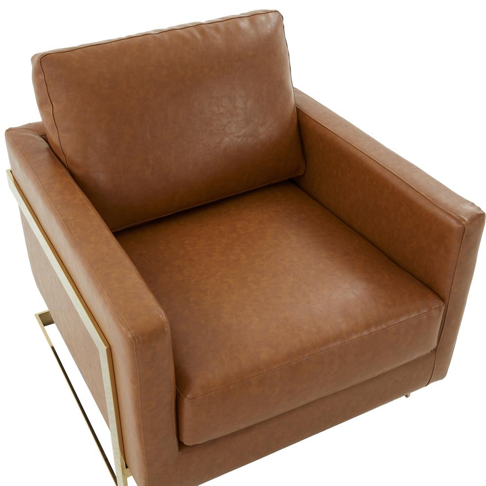 Leather Accent Armchair With Gold Frame