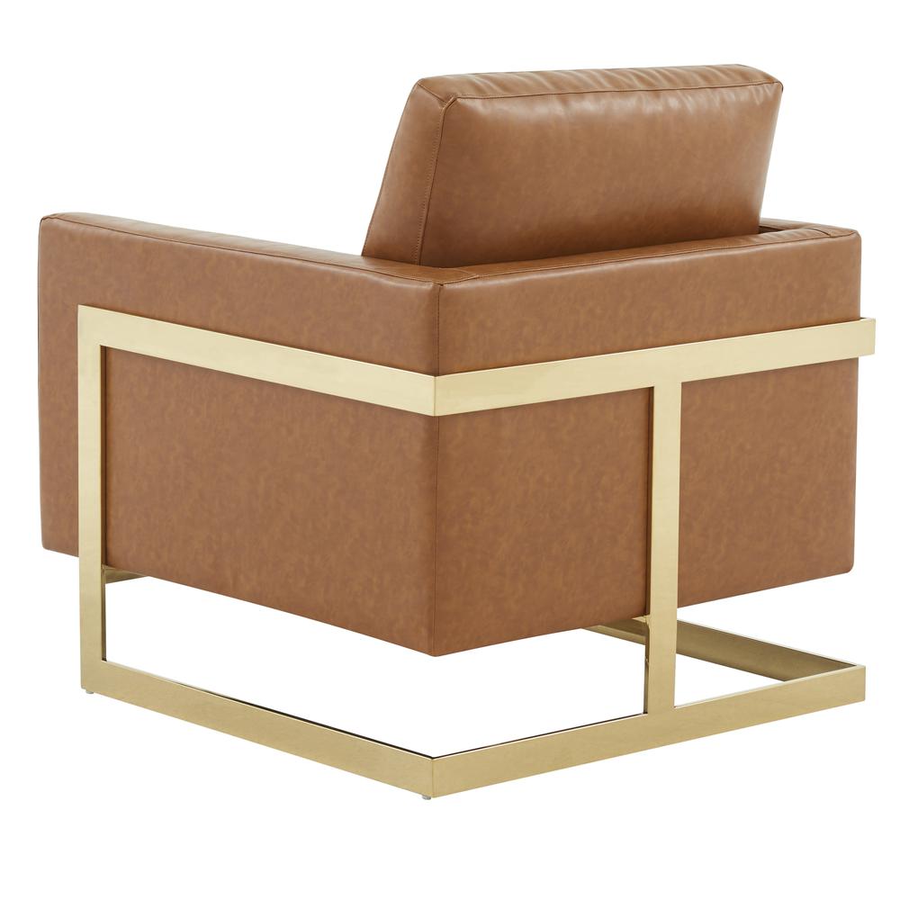 Leather Accent Armchair With Gold Frame