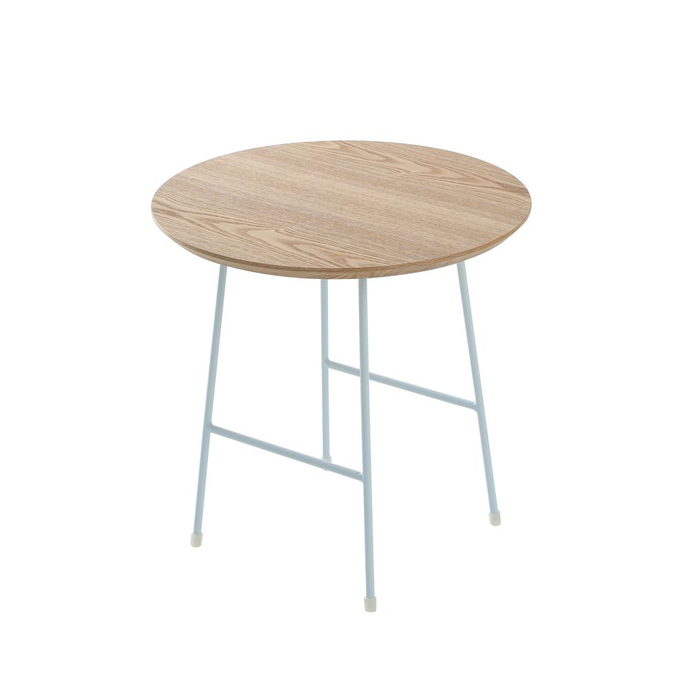 Rossmore Mid Century Modern Round Side Table With White Steel Frame