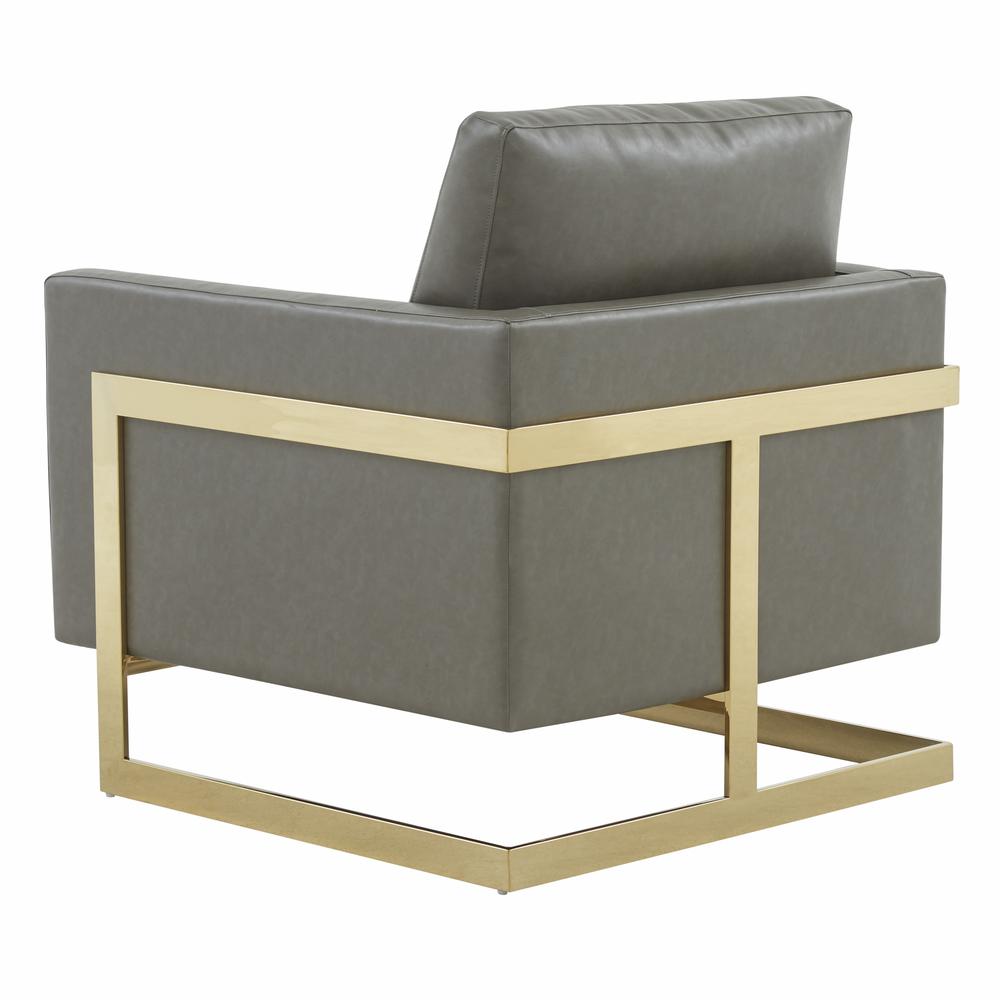 Leather Accent Armchair With Gold Frame