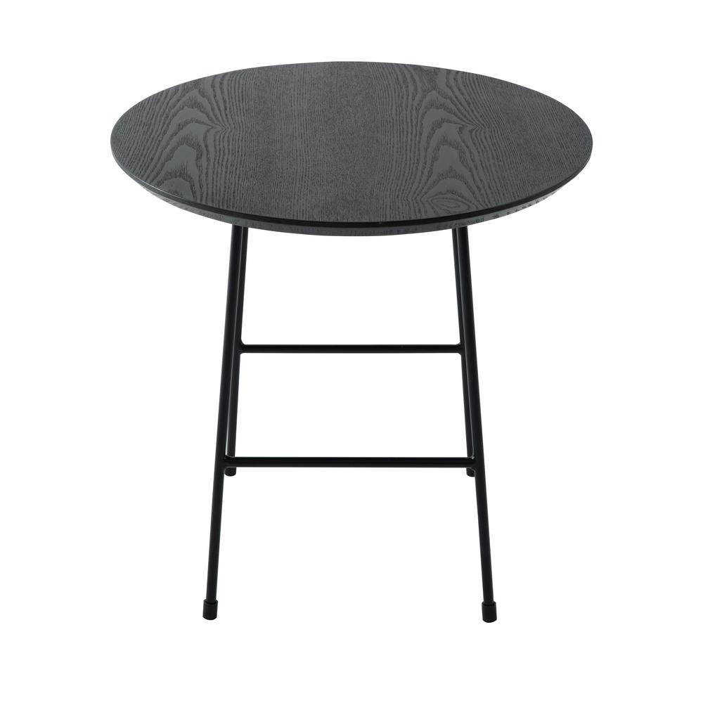 Rossmore Mid Century Modern Round Side Table With Black Steel Frame