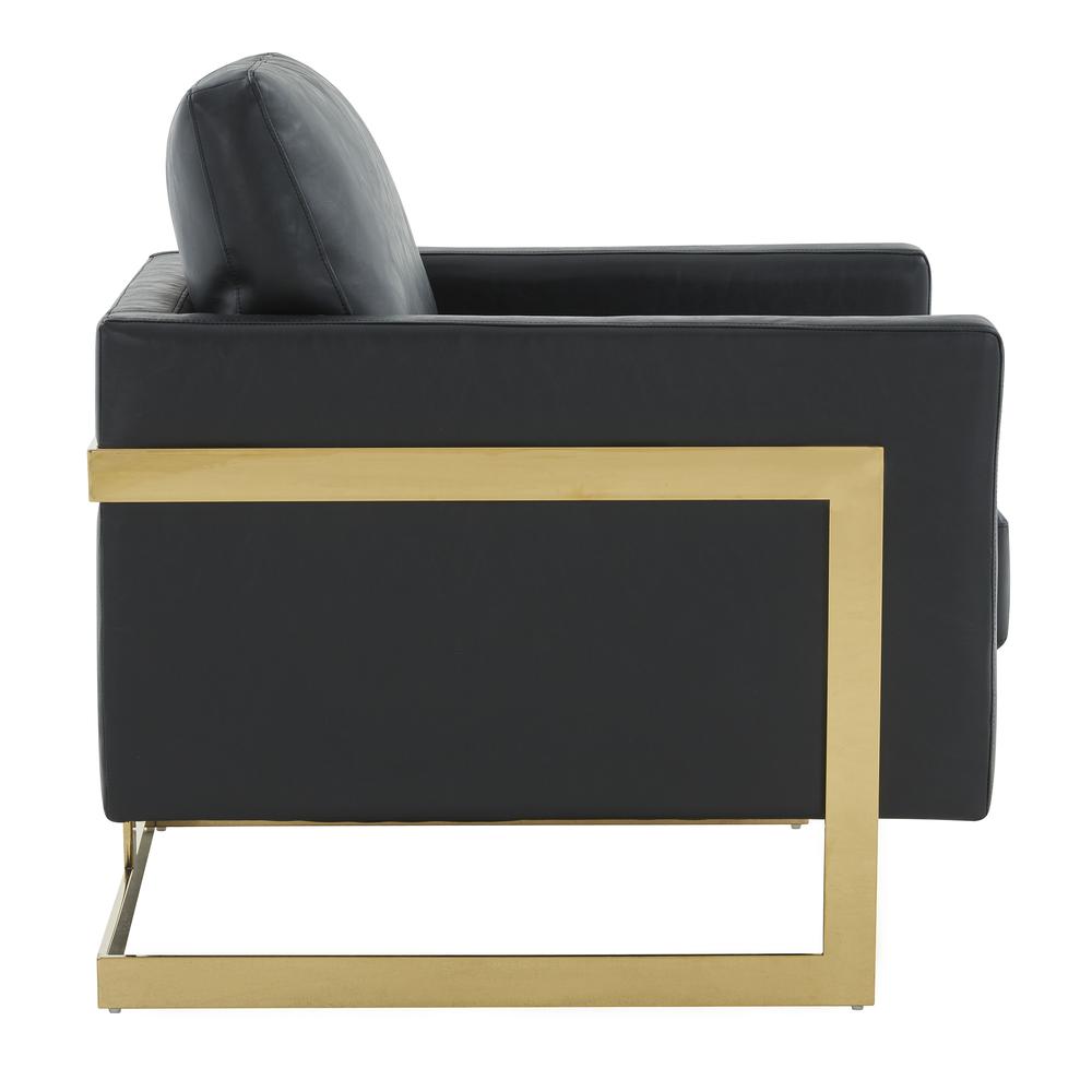 Leather Accent Armchair With Gold Frame