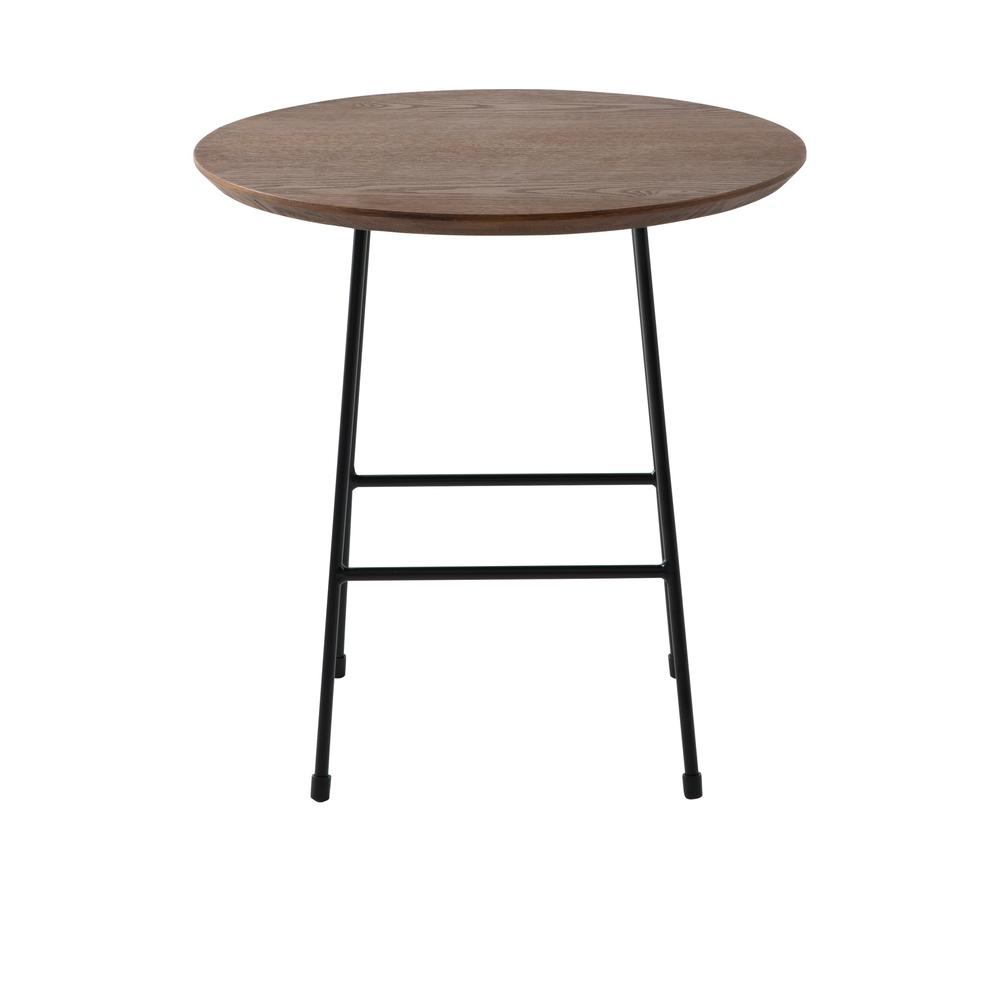 Rossmore Mid Century Modern Round Side Table With Black Steel Frame