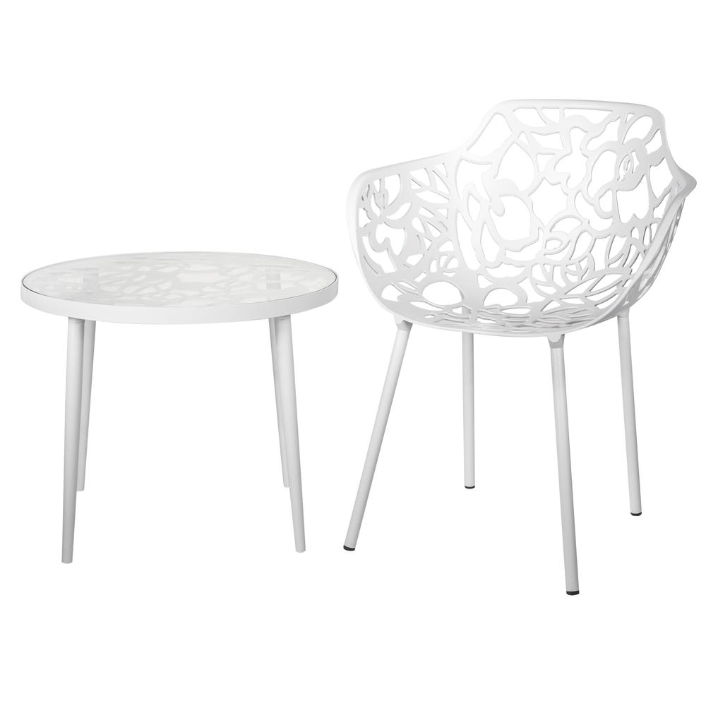 Devon Tree Design Glass Top Aluminum Base Indoor Outdoor End Table