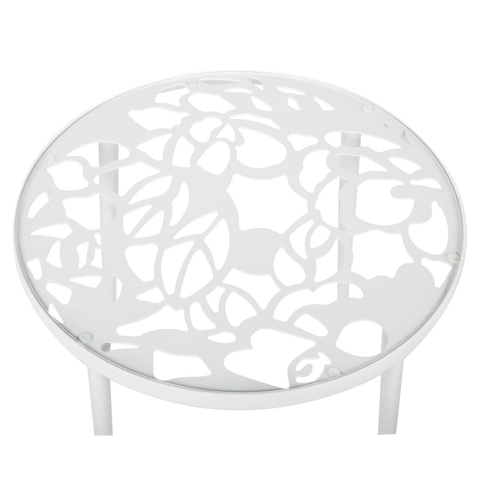 Devon Tree Design Glass Top Aluminum Base Indoor Outdoor End Table