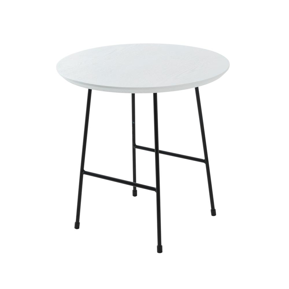 Rossmore Mid Century Modern Round Side Table With Black Steel Frame