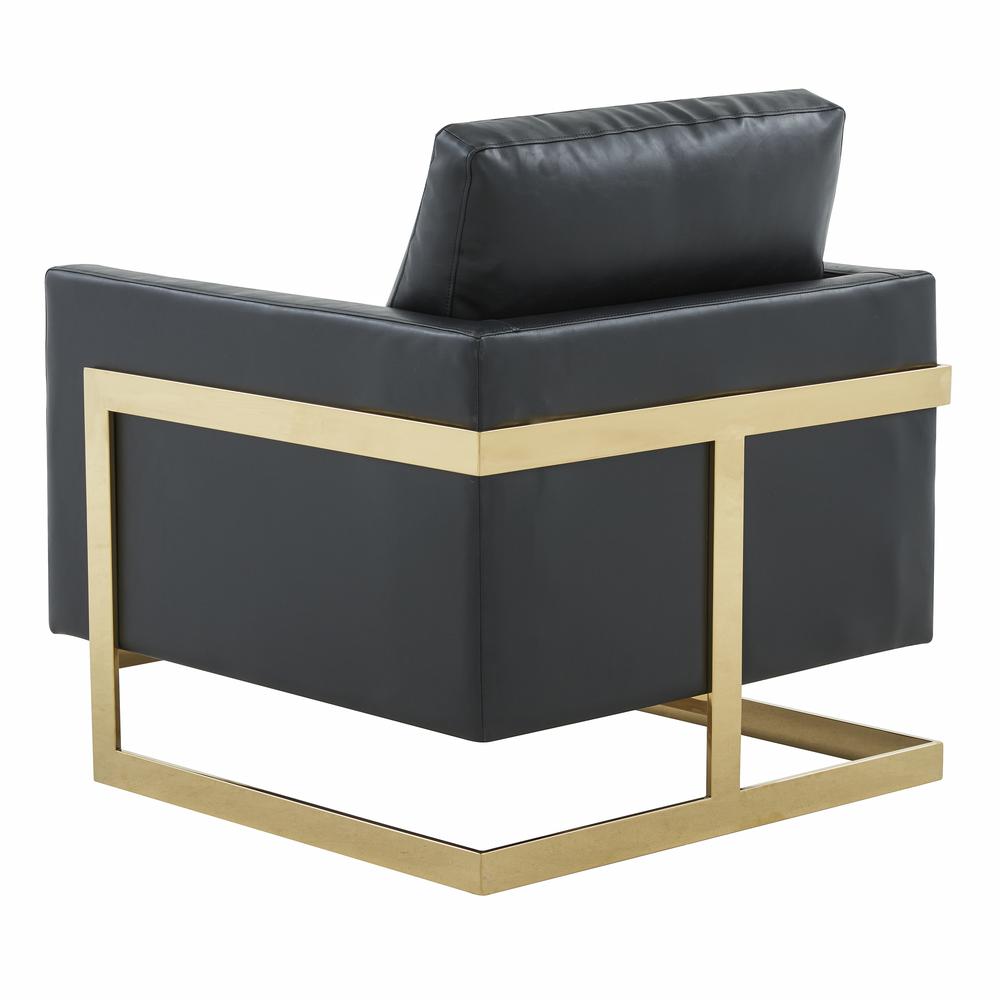 Leather Accent Armchair With Gold Frame