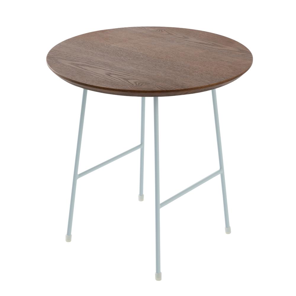 Rossmore Mid Century Modern Round Side Table With White Steel Frame