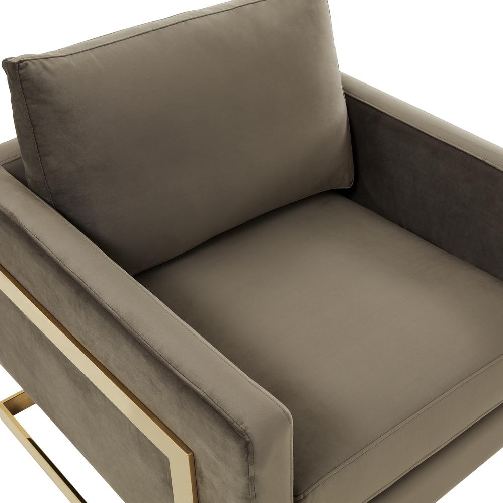 Velvet Accent Armchair With Gold Frame