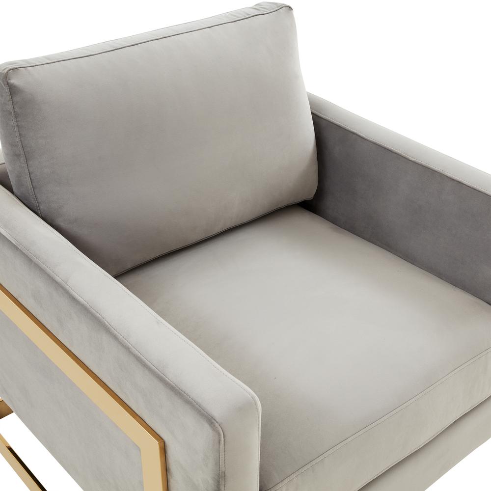 Velvet Accent Armchair With Gold Frame