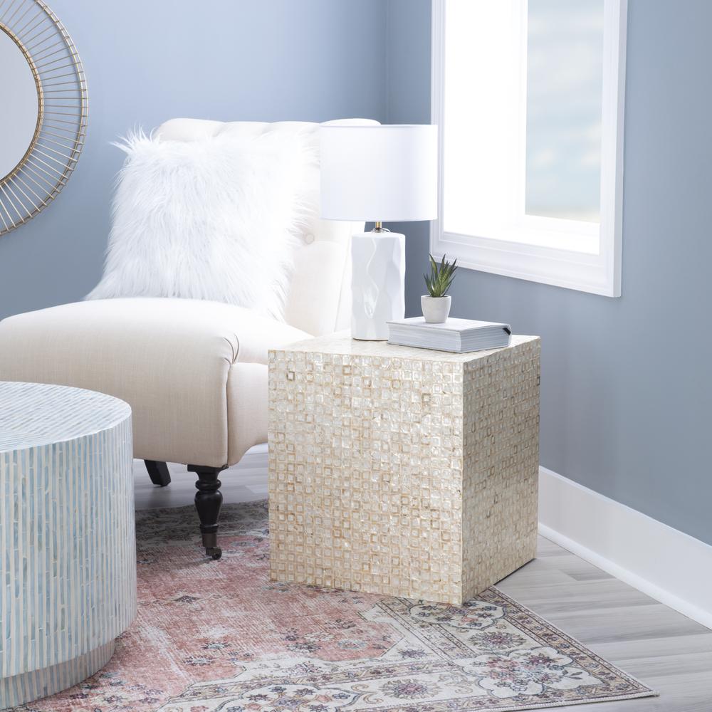 Pippit Capiz Square Accent Table Ivory