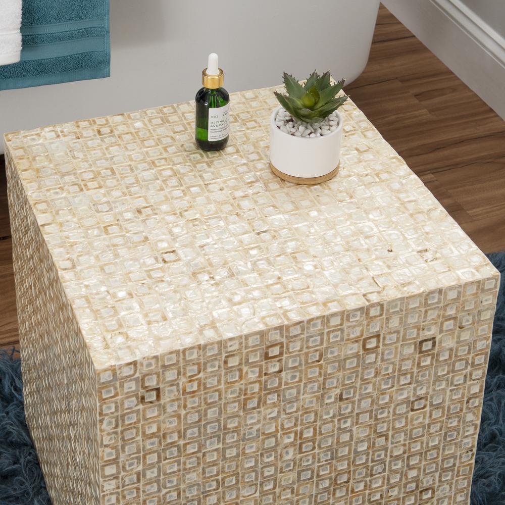 Pippit Capiz Square Accent Table Ivory
