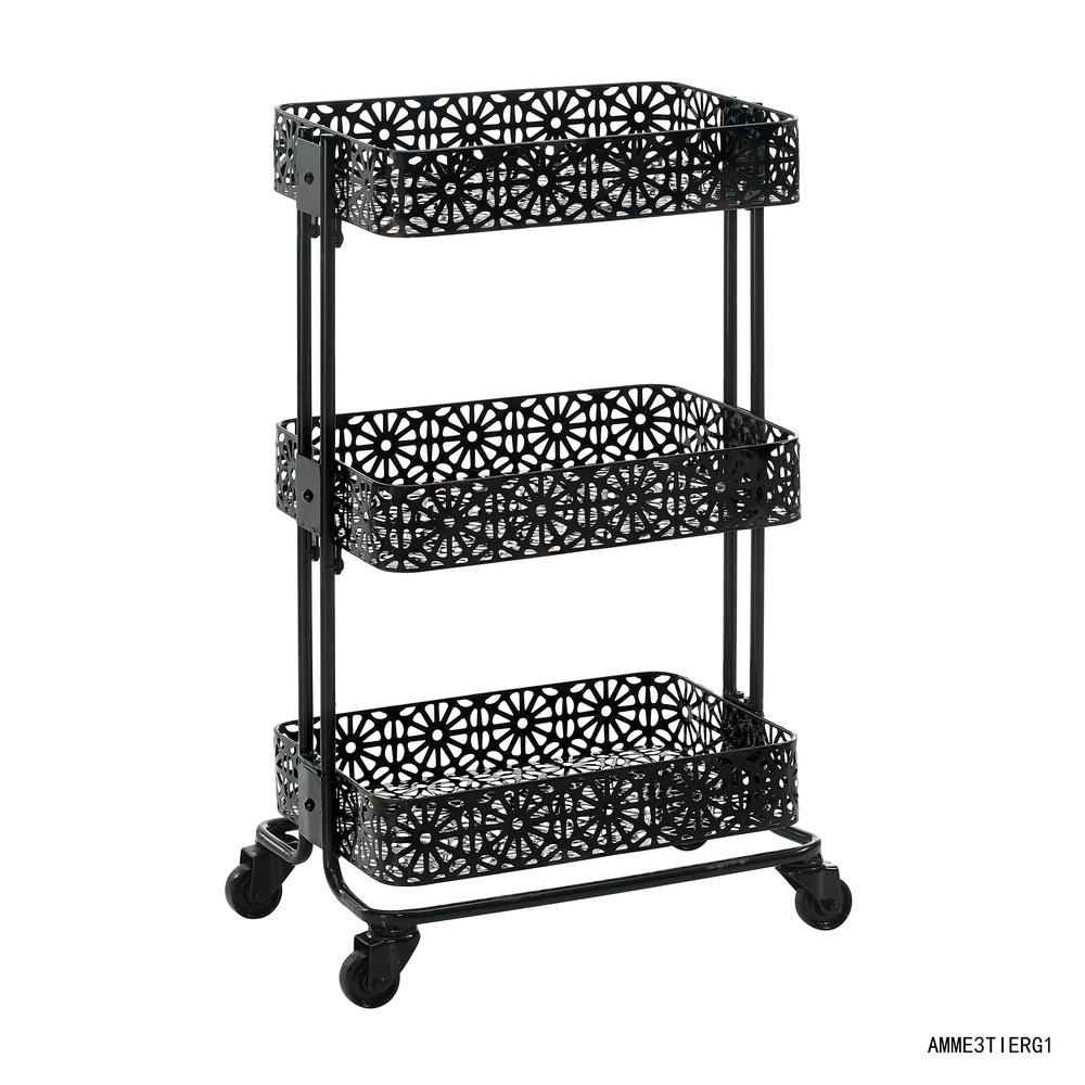 Black Metal Three Tier Cart