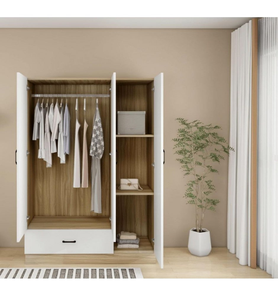 69 High Closet Drawers for Clothes Cabinet Closet Wardrobe for Bedroom, Bedroom Armoire Wardrobe Closet with Mirror, Wood Armoire Wardrobe Closet with 3 Door Wooden Wardrobe Closet White