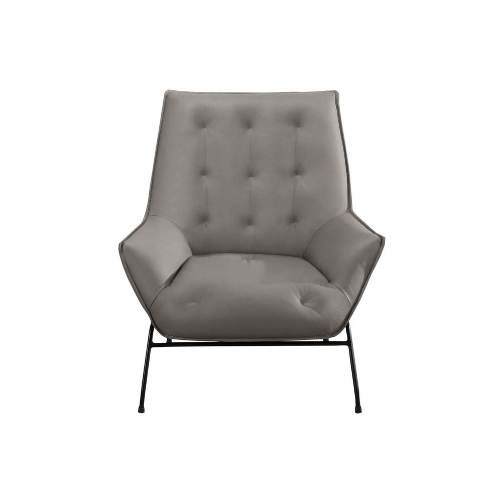 U8933 Light Grey Leather Accent Chair