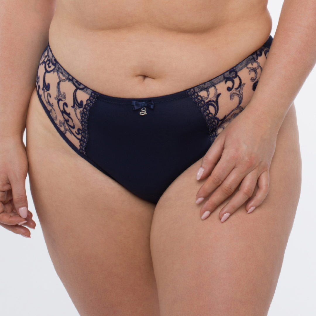 No VPL Sheer Mesh Embroidered Brief Panty