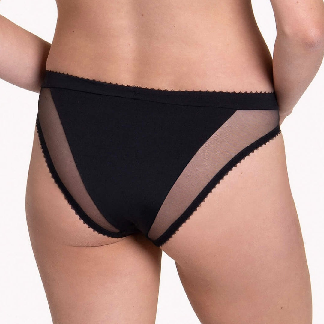 Sexy Lace-Trimmed Sheer Mesh Bikini Panty