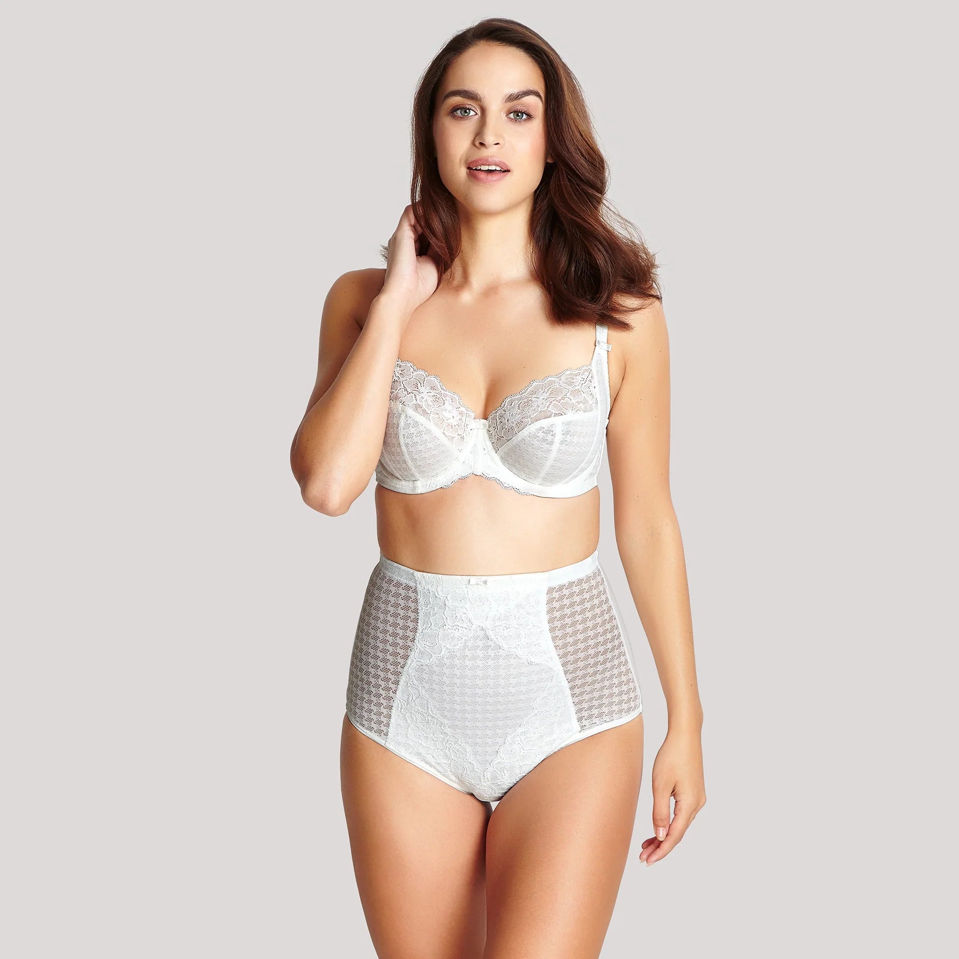Floral Lace High Waist Shapewear Panty with Cotton Liner