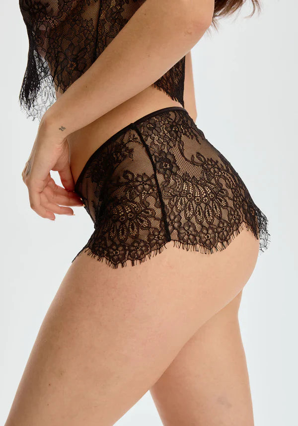 Sexy Sheer Eyelash Lace Short Panty Soft Lining