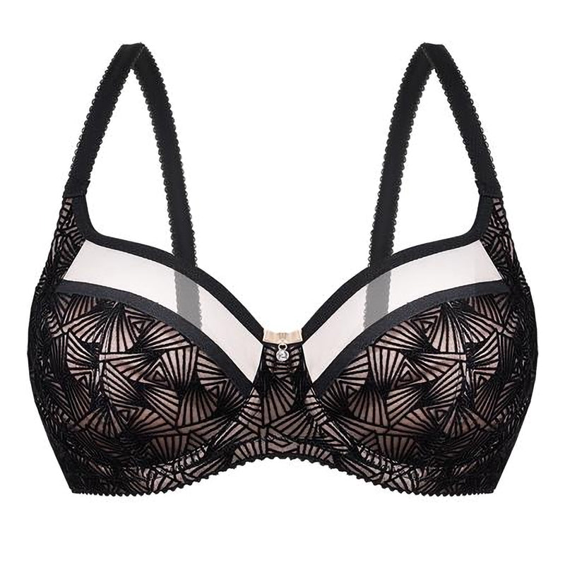 Semi-Sheer Soft Velvet Full-Figure Underwire Bra