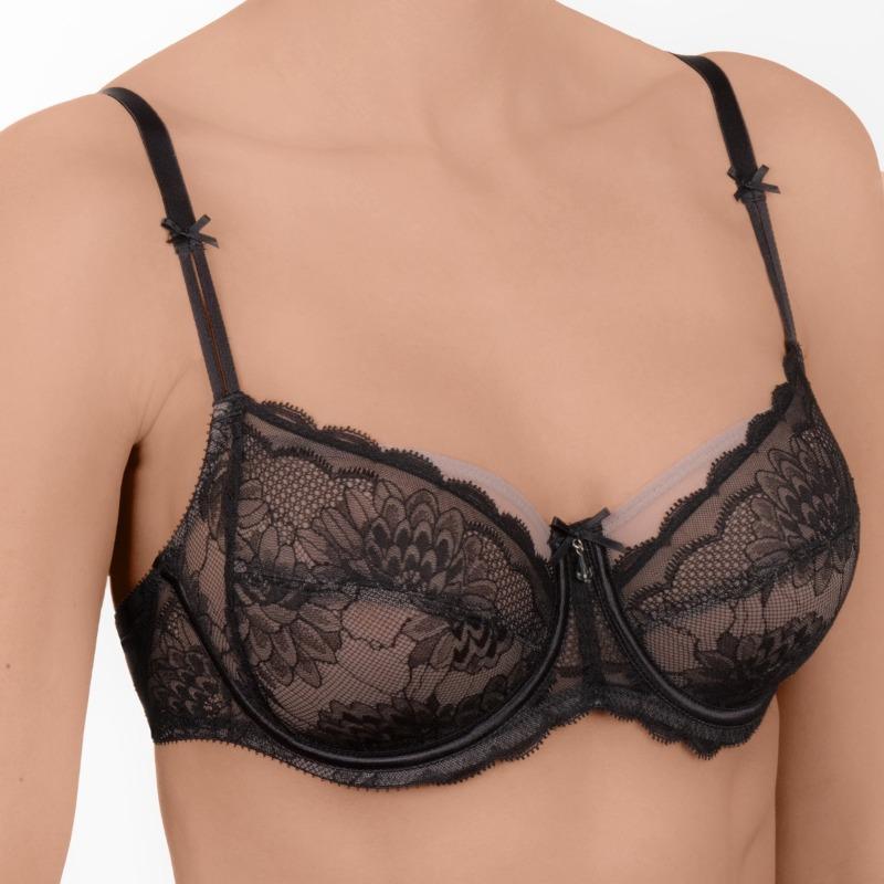 Lace Full Figure Bra with Semi-Sheer Design