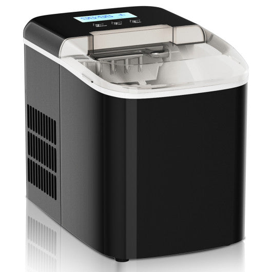 26 lbs Countertop LCD Display Ice Maker with Ice Scoop-Black