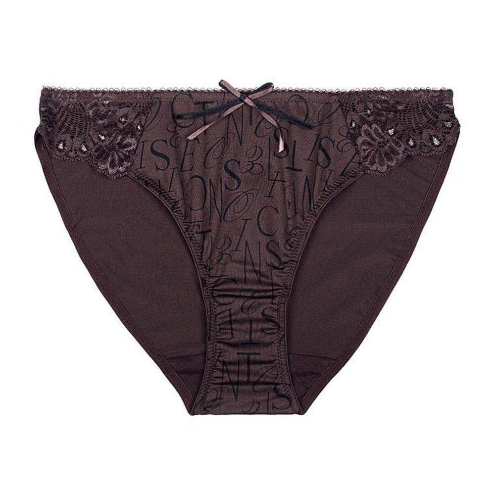 High Cut Bikini Briefs with Stretch Lace and Cotton Liner