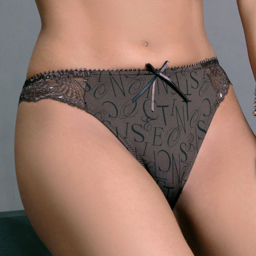 High Cut Bikini Briefs with Stretch Lace and Cotton Liner